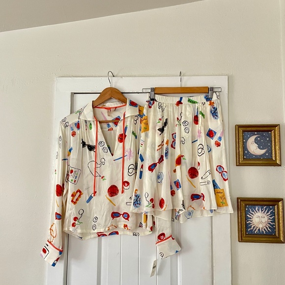 NWT Anthropologie Set LyreBird Phthalo Ruth x LyreBird Silky Size XXS Set $146 - Picture 2 of 11